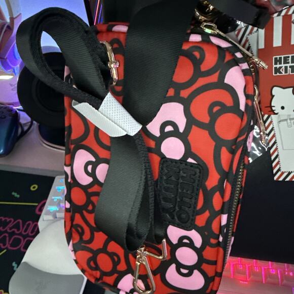 Sanrio Hello Kitty Tote Travel Weekender Luggage Bag Tag Bows Crossbody 3 Piece - Picture 14 of 16